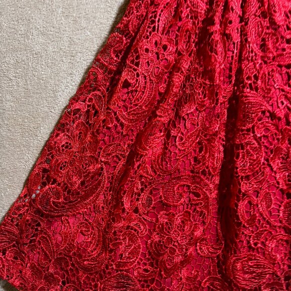 Jun & Ivy Women Small Red Knee Length Floral Lace Crochet‎ Sleeveless Dress - Picture 2 of 9